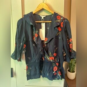 Joie Navy Floral Blouse (Ottoline in Midnight)